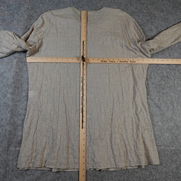 Eileen Fisher Top Womens Extra Large Cotton Gauze Tunic Button Front 3/4 Sleeve - Picture 7 of 10